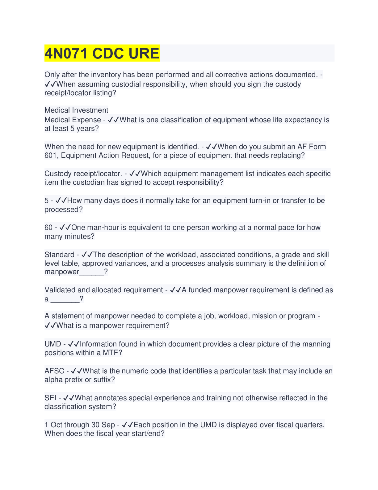 Preview image for 4N071 CDC URE(QUESTIONS&ANSWERS)